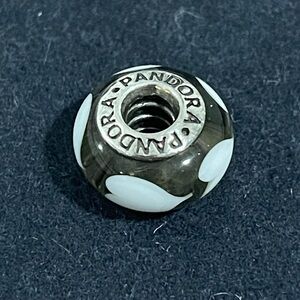Pandora Gray Hearts Murano Glass Bead Charm ALE 925 Silver